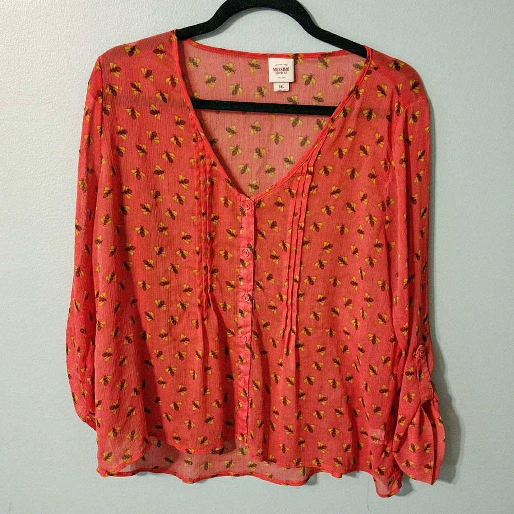 Mossimo bee print salmon blouse